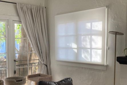 Detailed view of custom sheer roller shades in Studio City, highlighting smooth operation and modern design.